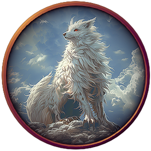 Un Alphyn, loup blanc avec des serres d'aigles, une Créature Fabuleuse présente dans le roman space fantasy